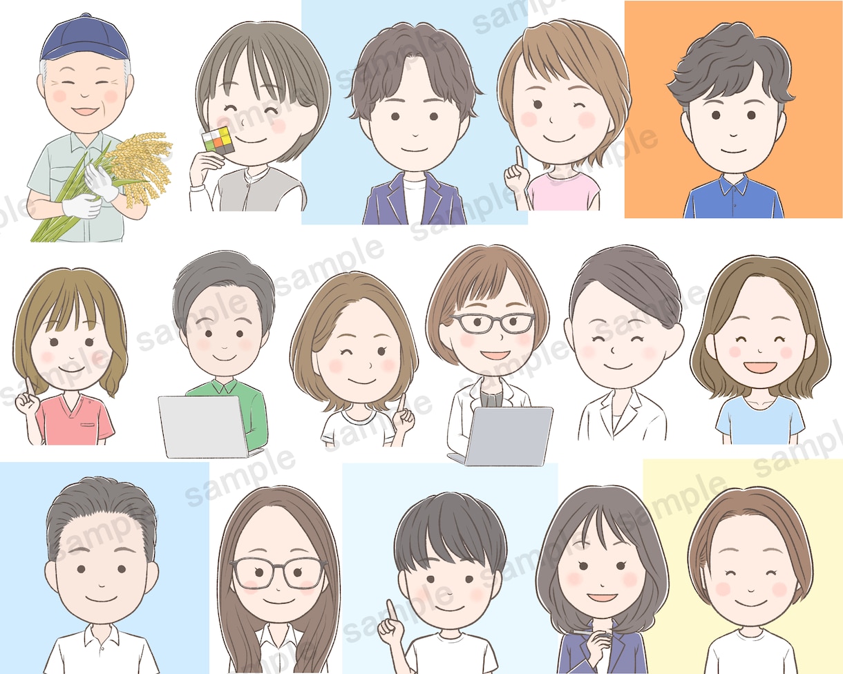 SNSやブログで活躍するゆるかわ似顔絵お描きします シンプルデフォルメで親近感♪表情、吹き出しアイコンにお勧め イメージ4
