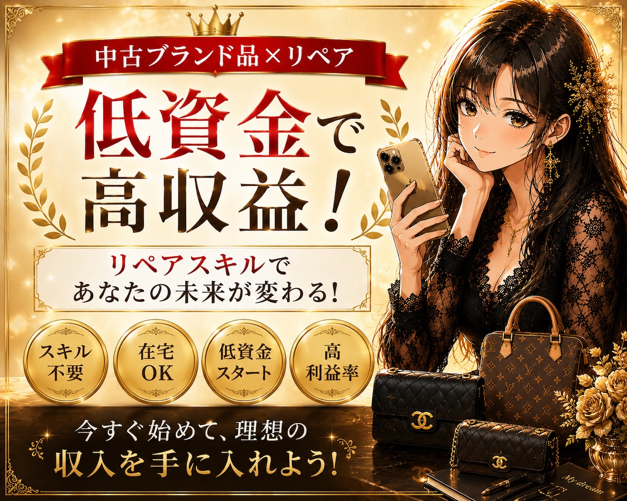 初心者向け｜中古ブランド×リペアで稼ぐ方法教えます 初心者でも始めやすい中古ブランド副業をわかりやすく解説します イメージ2