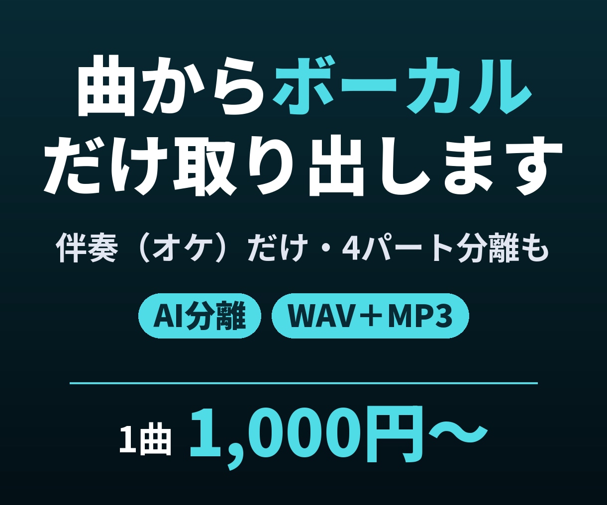 曲からボーカルだけ・伴奏だけを取り出します 耳コピ・パート練習にも｜ボーカル・伴奏・4パート分離 イメージ1