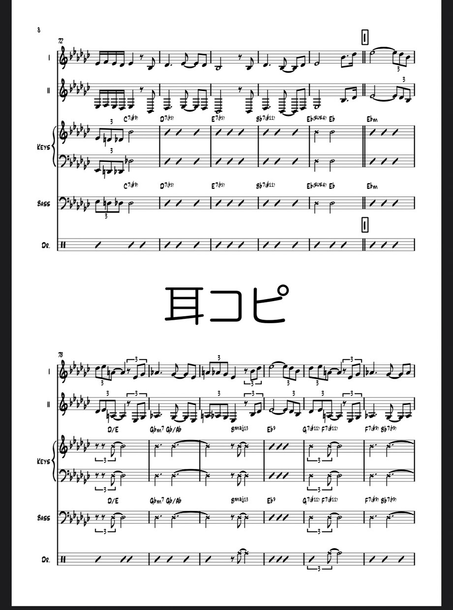 耳コピ/楽譜制作/アレンジ/清書します 演奏したい気持ちを一緒に叶えましょう☺︎ イメージ2