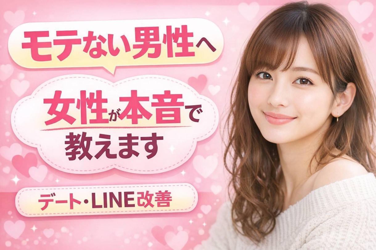 モテない男性専用　女性目線でアドバイスします 女性だからわかる本音であなたの恋愛の改善点をアドバイスします イメージ1