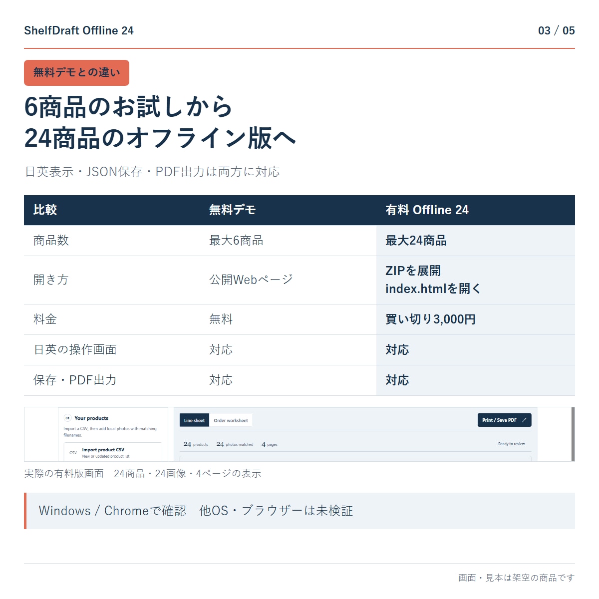 卸売カタログ作成ソフトを買い切りで提供します 最大24商品・写真付き注文シート・日英対応 イメージ3