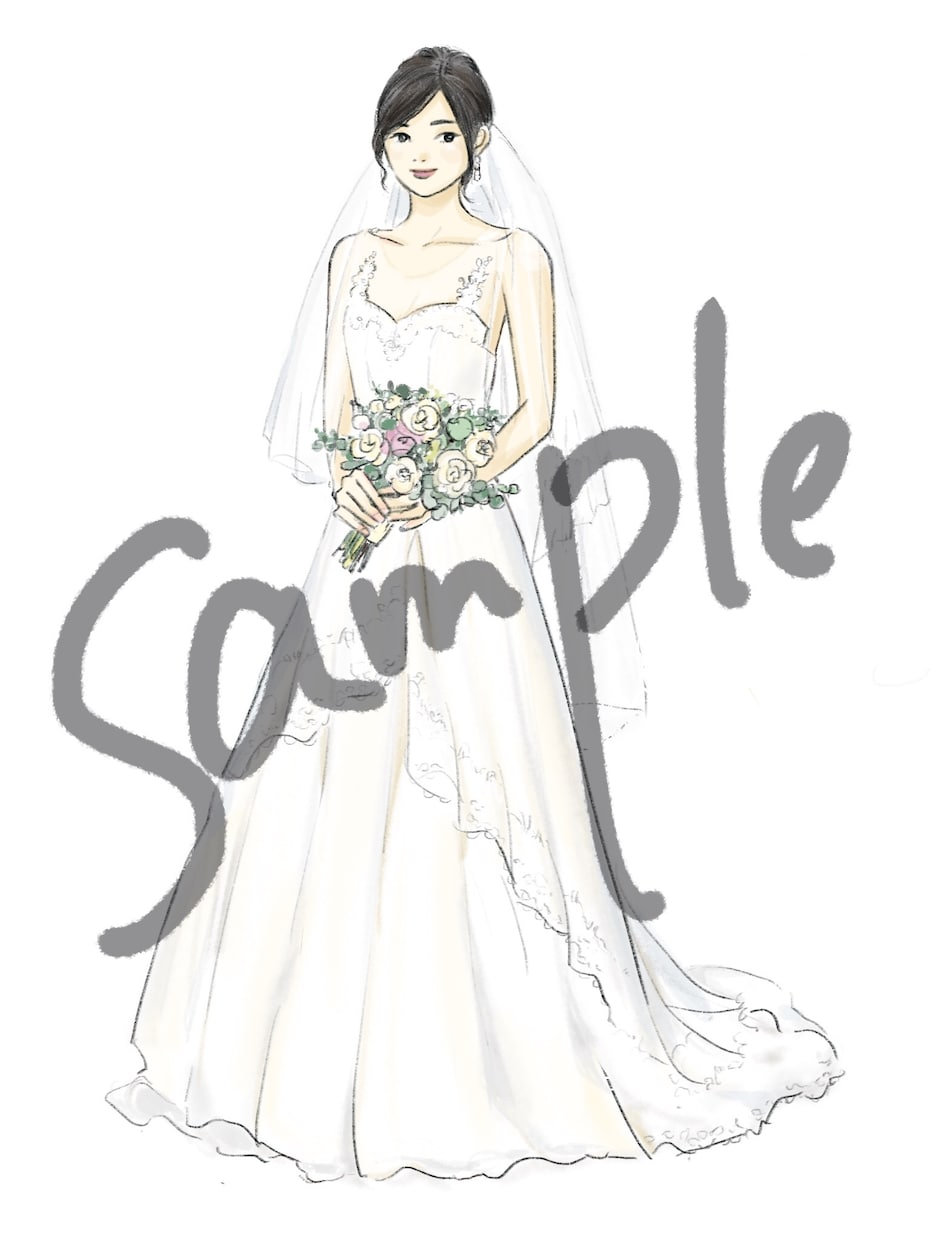 ウエディング・ドレス・カップルイラストかきます 結婚式や前撮り、ふたりの思い出などのイラストをかきます イメージ4