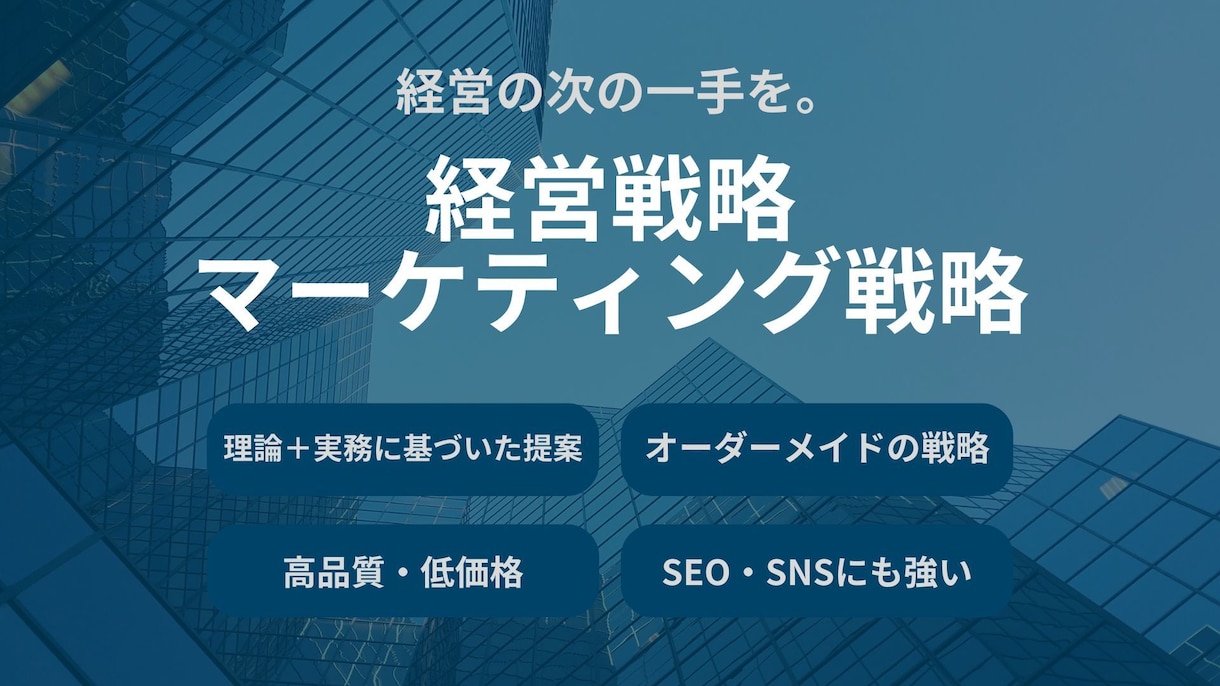 モニター価格：プロコンサルが経営戦略を提案します プロコンサルが経営戦略とマーケティング戦略をご提案します イメージ1