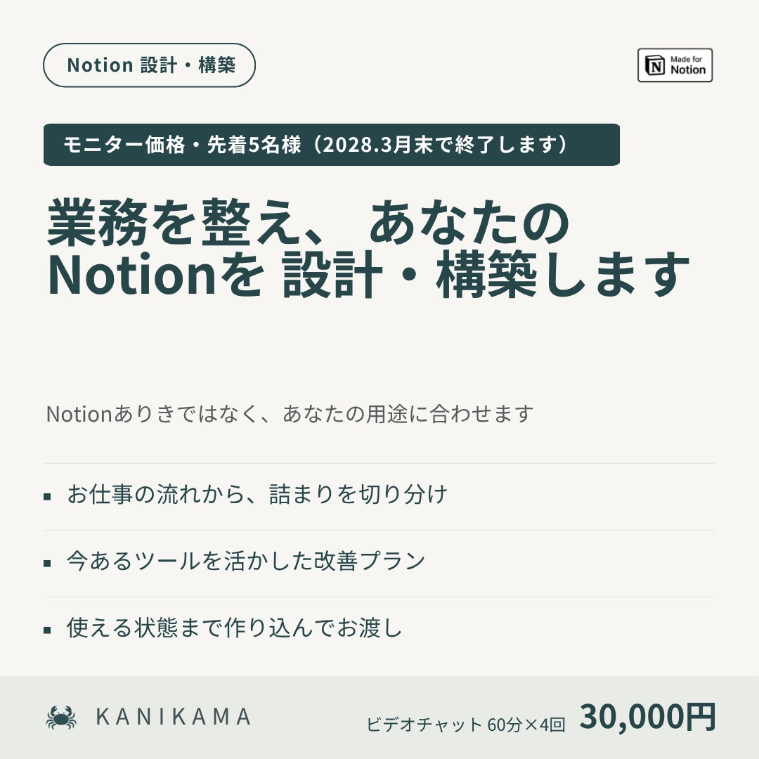 業務を整え、あなたのNotionを設計・構築します Notionありきではなく、あなたの用途に合わせます イメージ1