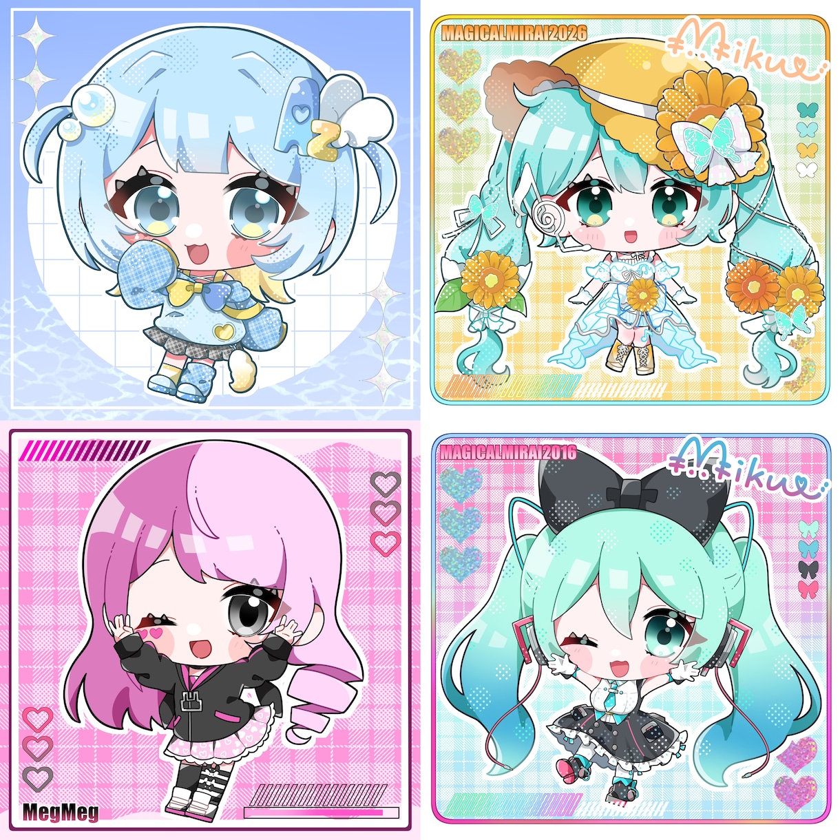 あなただけの可愛いミニキャライラスト描きます 背景付で映えるキラキラかわいいミニキャライラスト！ イメージ2
