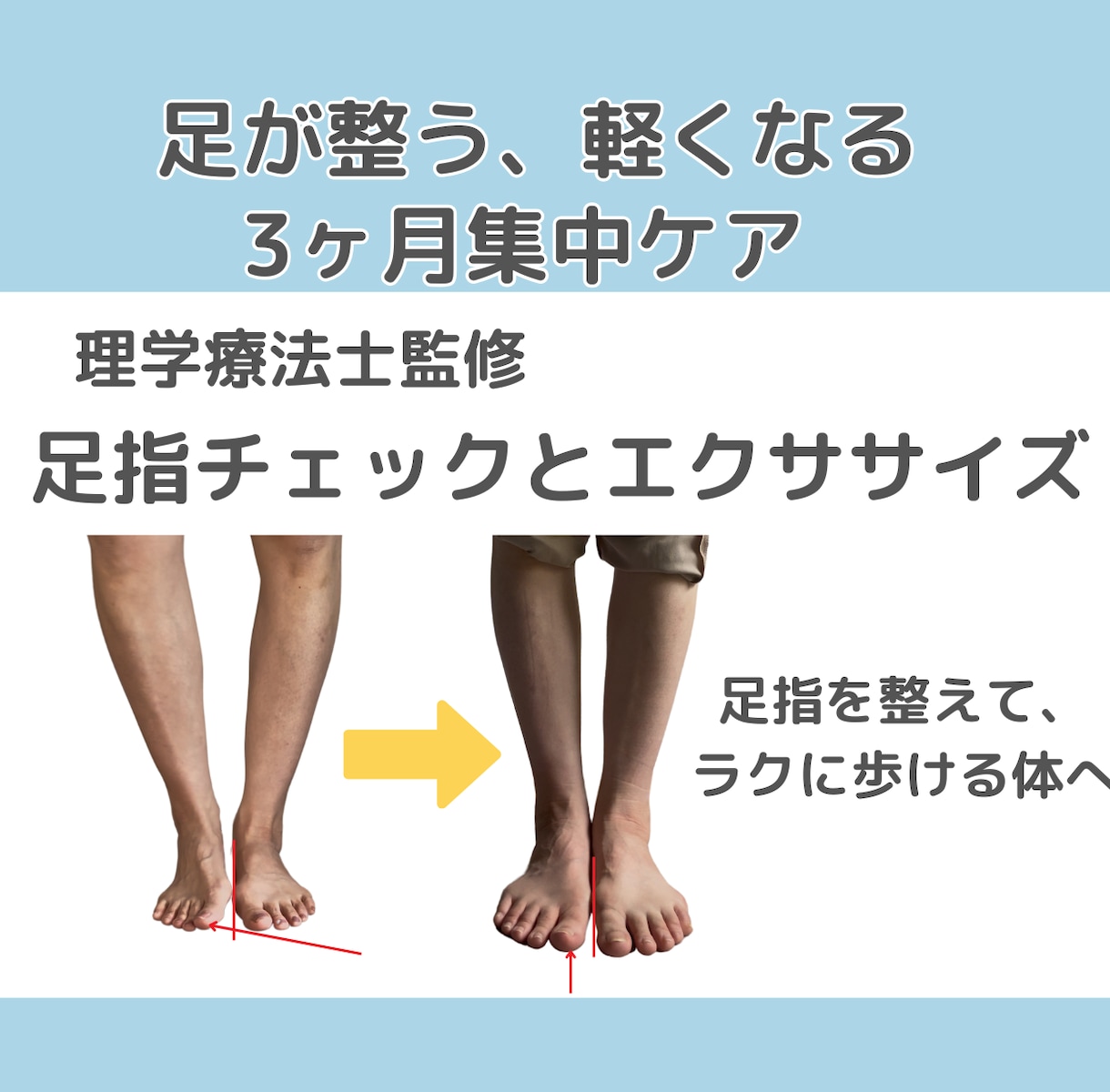 3ヶ月集中！足指×姿勢を整えます 【ラクに動ける体へ。セルフケアと姿勢のクセをアドバイス】 イメージ1