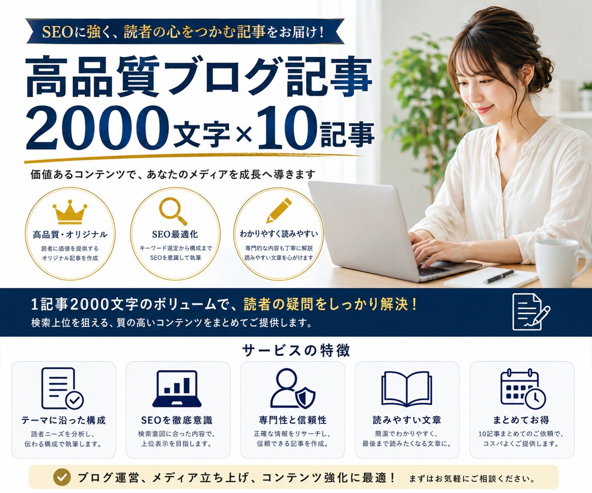 SEO対策上位を狙える記事を10記事作成します 上位を狙う記事を10記事執筆！ イメージ1