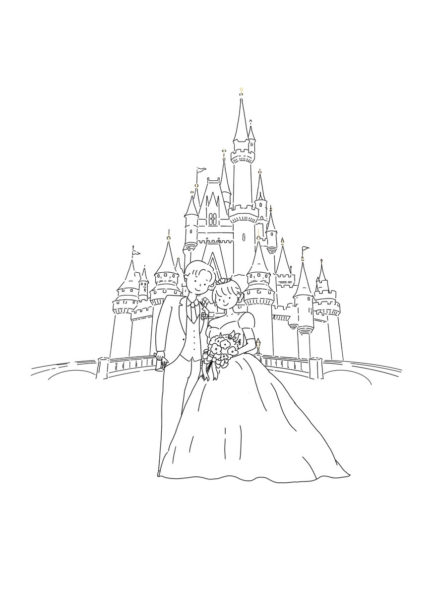 結婚式、ウェルカムボードのイラスト描きます 新郎新婦のご本人に似せた可愛らしいイラストを描きます。 イメージ1