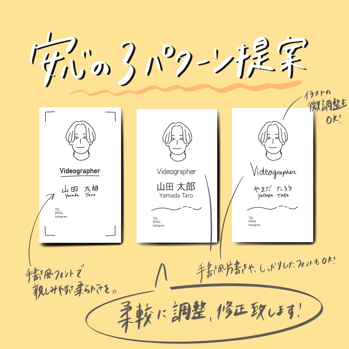 10組様限定！最安価格で顔が覚えやすい名刺作ります 個人の顔イラスト付きのおしゃれな名刺を作成します！！ イメージ3