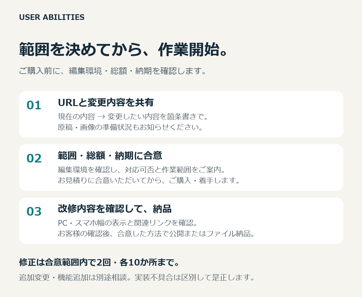 LPの料金・文章・写真を更新します WordPress・HTML対応｜公開前に変更箇所を確認 イメージ3