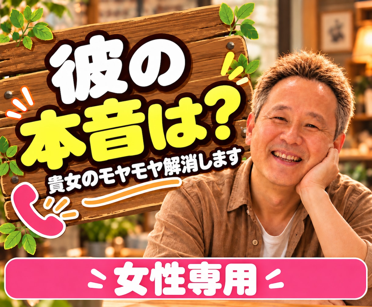 彼の本音は？男心って？モヤモヤ解消のお手伝いします 独自の男性心理学からお相手の心理をひも解いていきます イメージ1