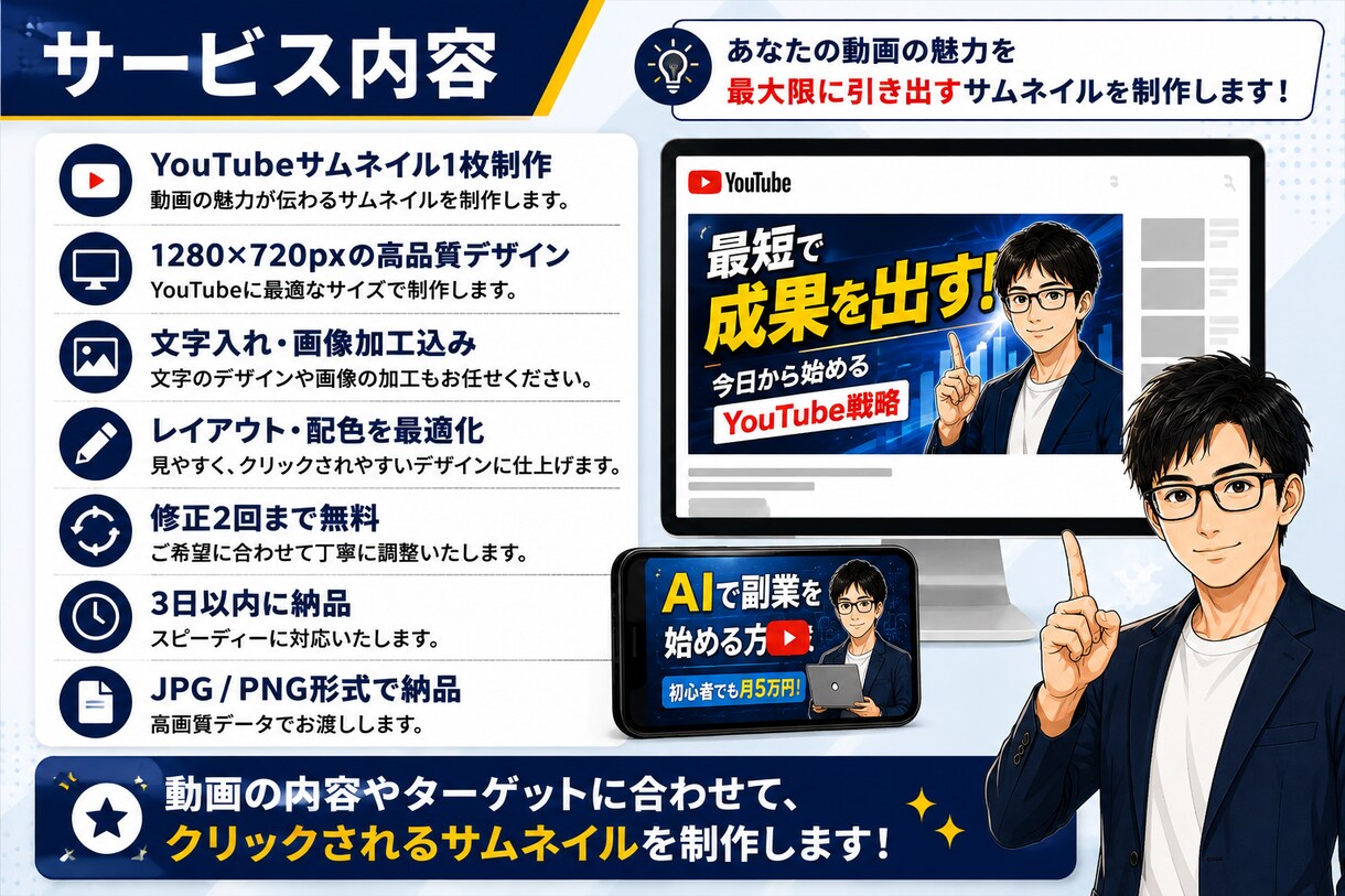 YouTubeサムネイルを制作します クリックしたくなるサムネイルを丁寧に制作 イメージ3