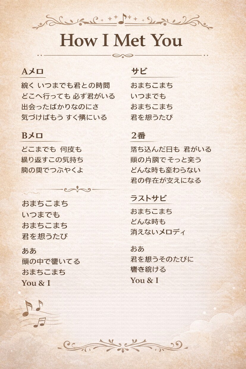 あなたのイメージに合わせて歌詞制作します 心に残る感情表現の歌詞を書きます イメージ1
