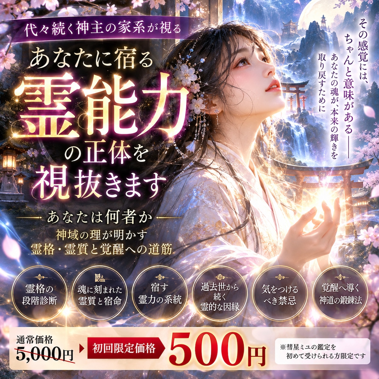 あなたの魂の奥底に眠る真実の霊能力を読み解きます 「私は何者なの？」魂に刻まれた感受性・霊質使命と覚醒への道筋 イメージ1