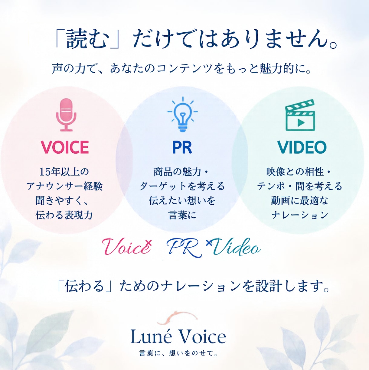 現役アナが、伝わる声でナレーションします PR・動画制作の視点で、伝わる表現をご提案します イメージ3