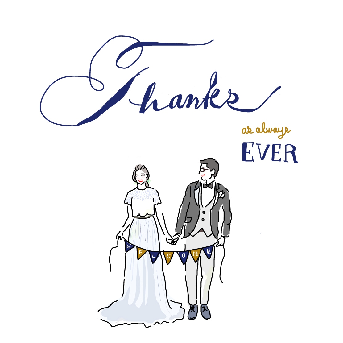 新婚さまやカップルのシンプルなイラストを描きます スッキリしたウエルカムボードや年賀状を作りたい方に イメージ3
