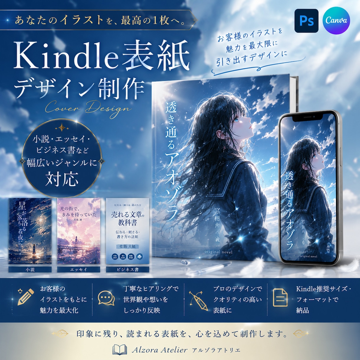 Kindle版などデジタル書籍の表紙を作成します 読者の目を引く、魅力的な表紙デザインをお届け！ イメージ1