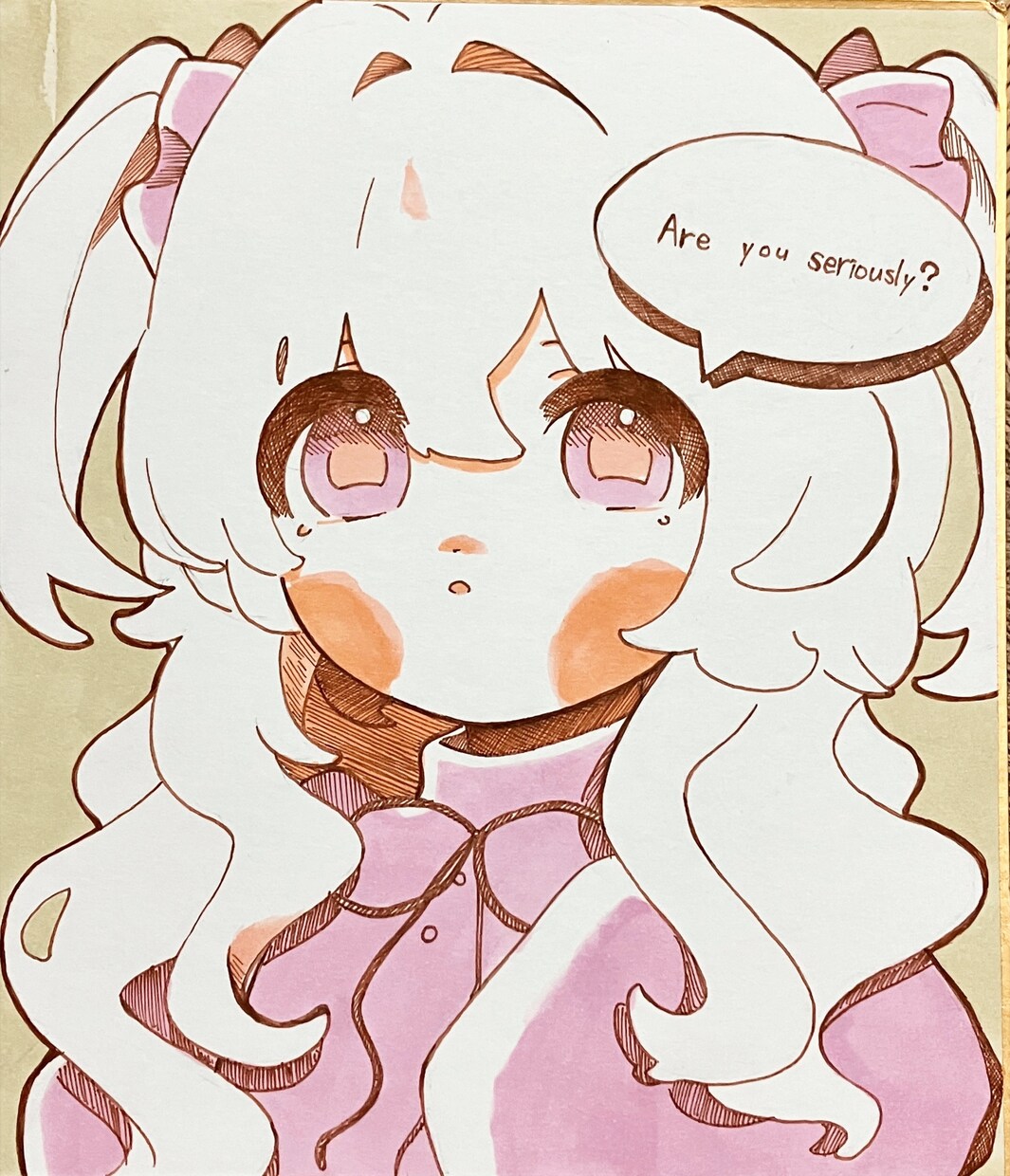 可愛い女の子描いてます 色紙アナログイラストを描きます。 イメージ3