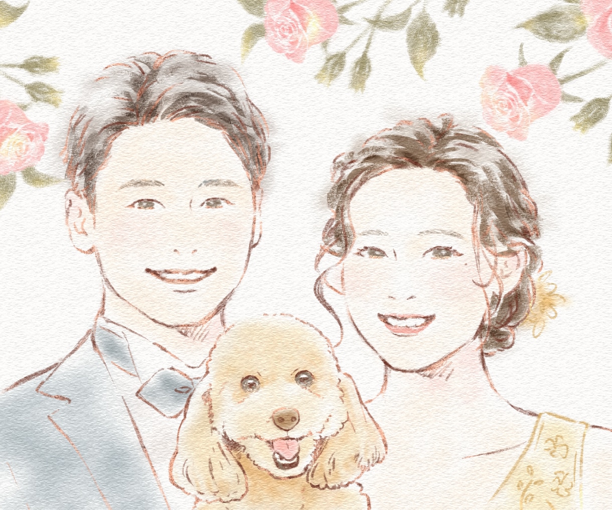 最短5日！癒される結婚式ウェルカムボード描きます 大人ナチュラルな手描き似顔絵＊ペットOK＊データ納品 イメージ1