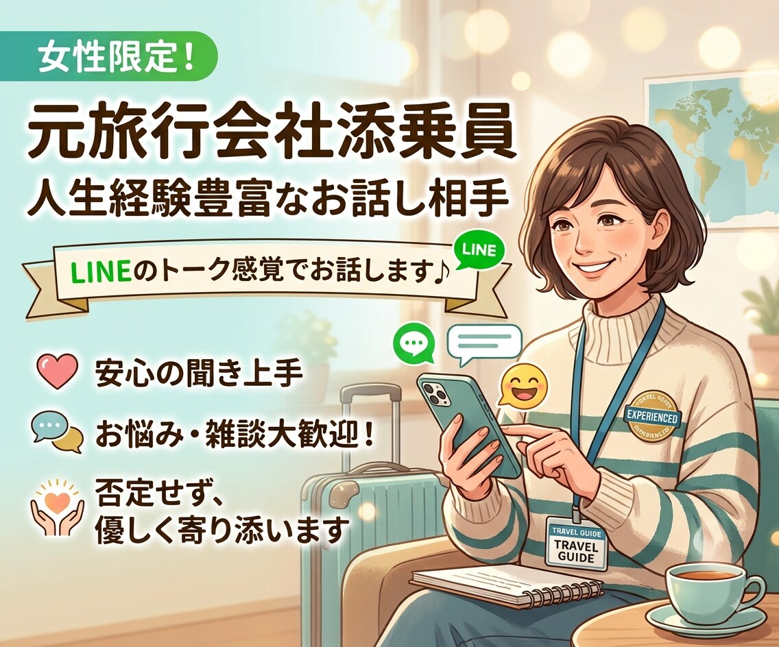 女性限定｜寂しい・モヤモヤ・雑談なんでも歓迎します 誰かにちょっと話したい！そんなあなたそっと寄り添います。 イメージ1