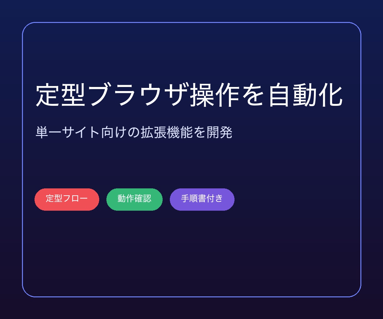 ブラウザ上の定型操作を自動化します 単一サイトの繰り返し操作を拡張機能にまとめます イメージ1