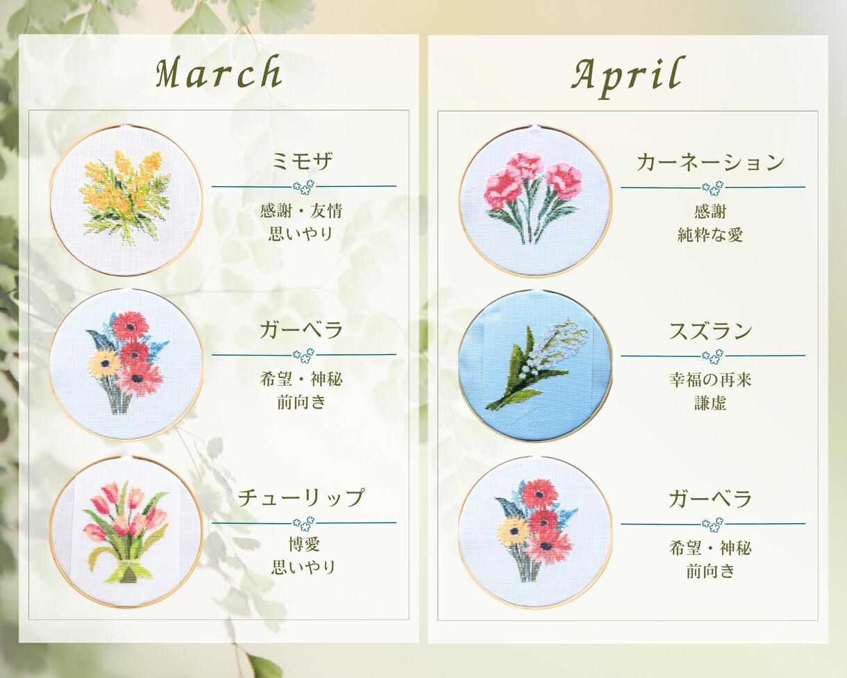 誕生日や記念日の「月の花」クロスステッチで作ります 小さくてもパッと華やぐ！さりげないプレゼントにも最適！ イメージ5