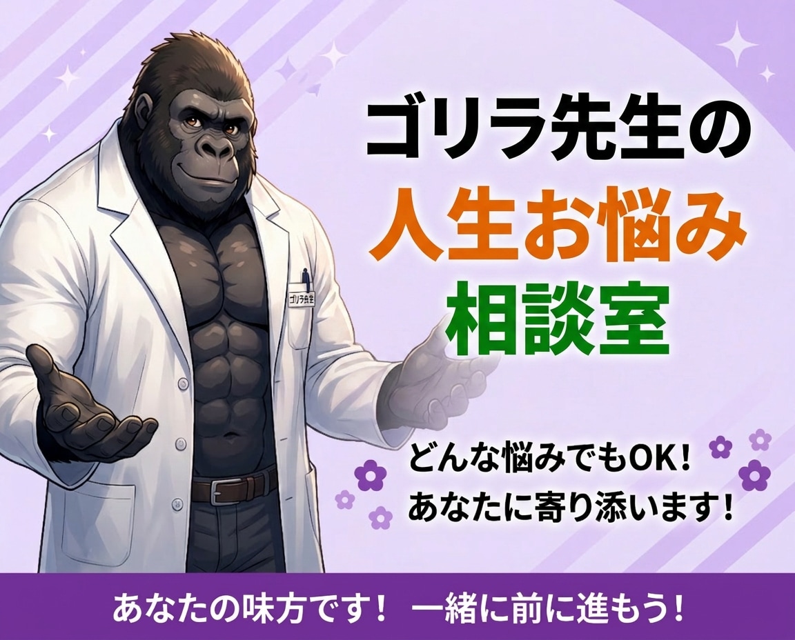 ゴリラ先生が人生のお悩みを聞きます 誰にも言えない悩みや本音も気軽にご相談ください イメージ1