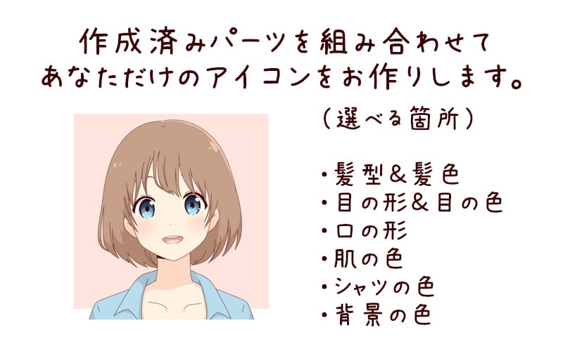 組み合わせて作る！アニメ風アイコン描きます 作成済みパーツを組み合わせてあなただけのアイコンを！ イメージ2