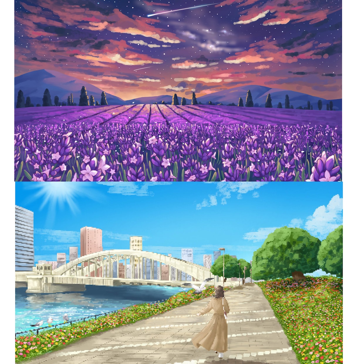 おしゃれで雰囲気のある背景イラスト描きます ヘッダー画像や挿絵、配信背景、書籍の表紙デザインに！ イメージ2