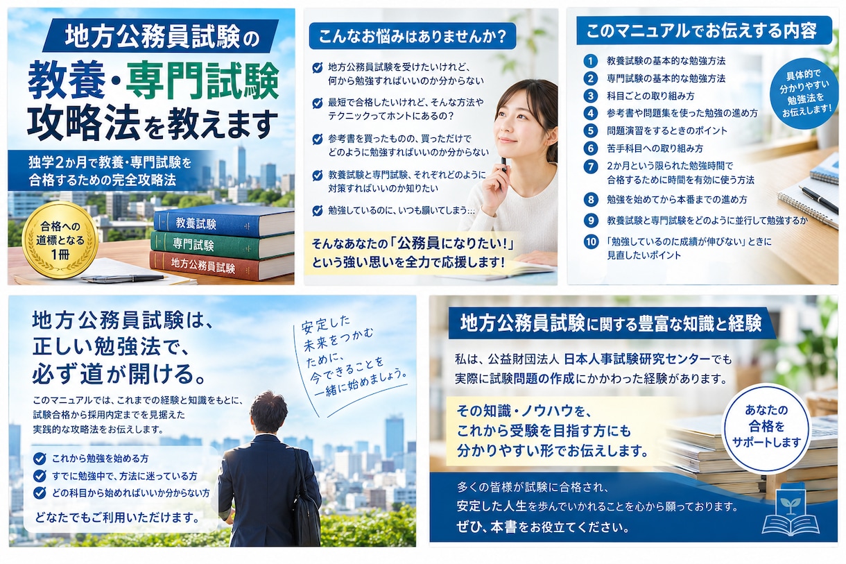 地方公務員試験の教養・専門試験攻略法を教えます 独学2か月で教養・専門試験を合格するための完全攻略法 イメージ1