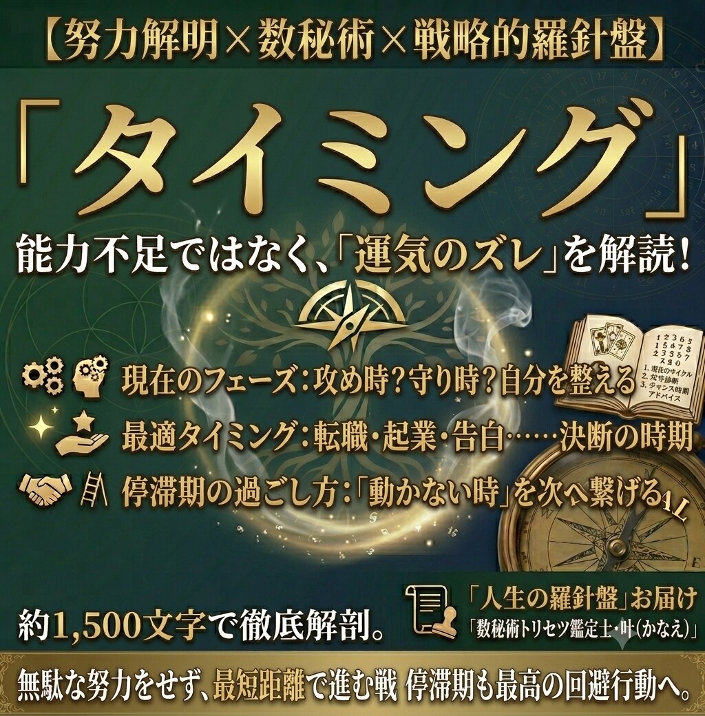 空回りを卒業。「動くべきタイミング」を鑑定します 「攻め・守り・準備」今動くべきか回答します イメージ1