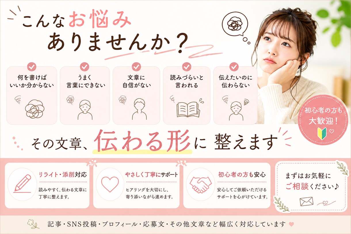 文章リライト・添削を丁寧に行います 伝わる文章に整え、印象を良くします イメージ1