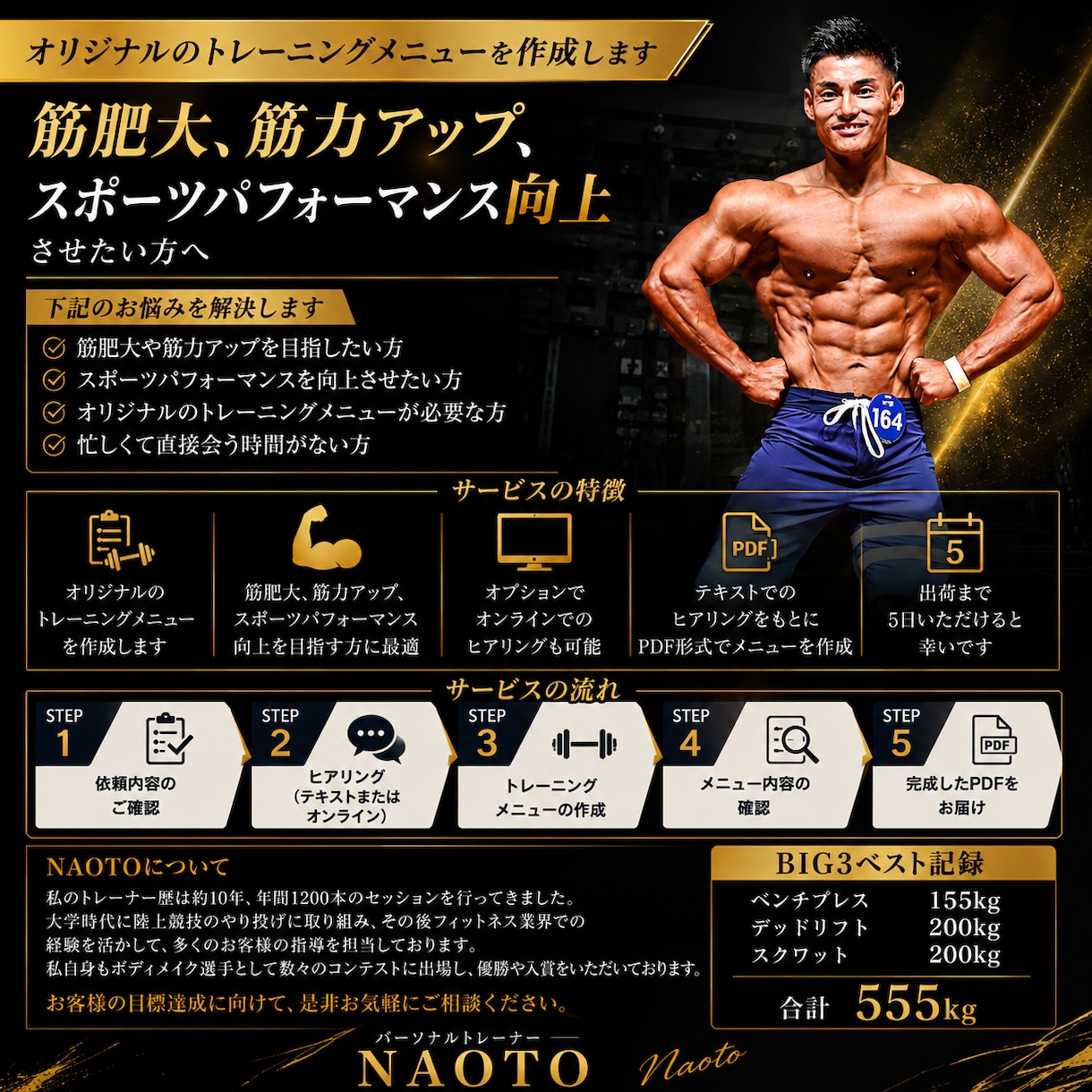 オリジナルのトレーニングメニューを作成します 筋肥大、筋力アップ、スポーツパフォーマンス向上をさせたい方へ イメージ1