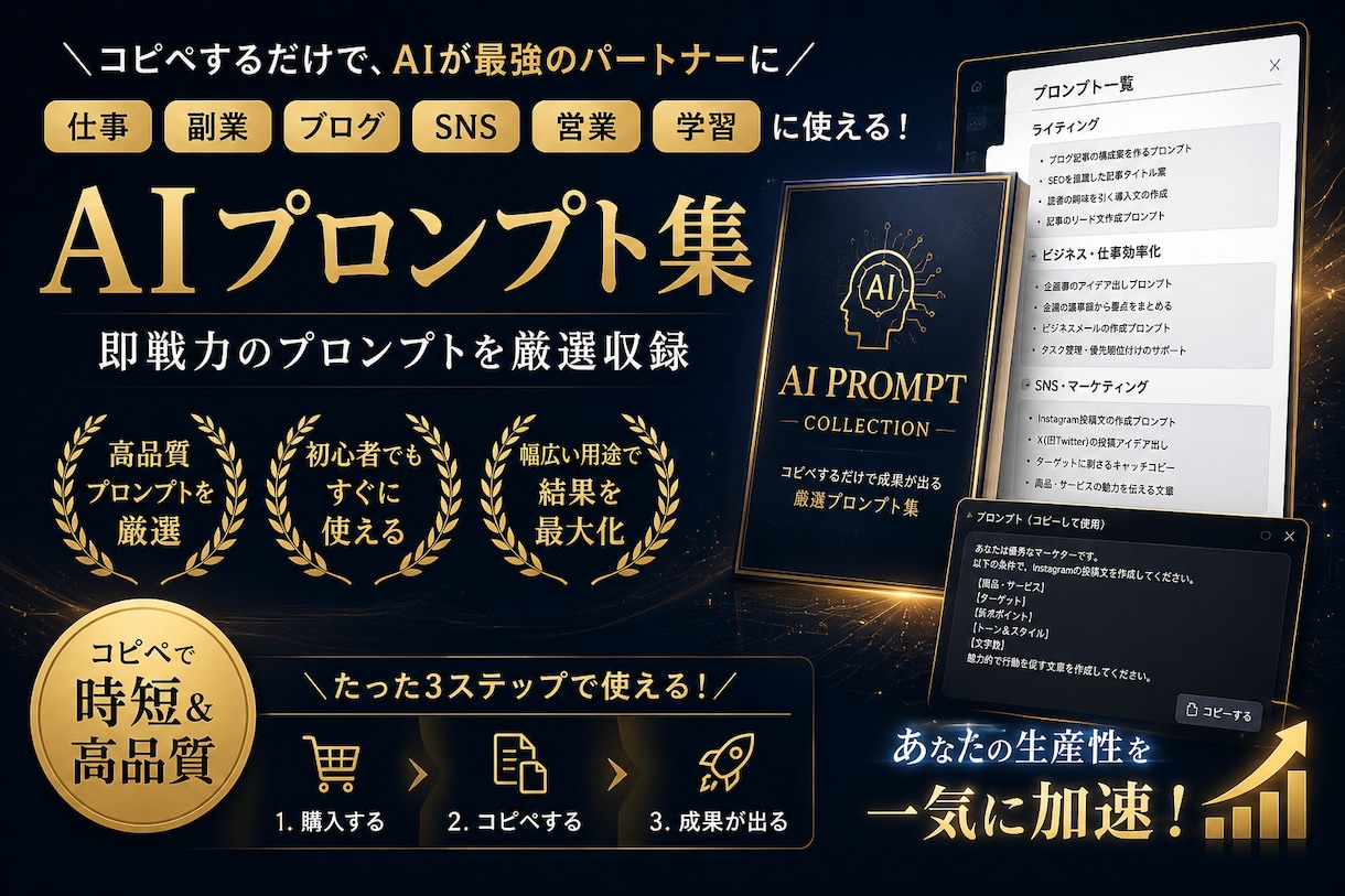 AI最強プロンプト10選をお渡しします AIを使いこなし作業効率向上を目指しましょう！ イメージ1