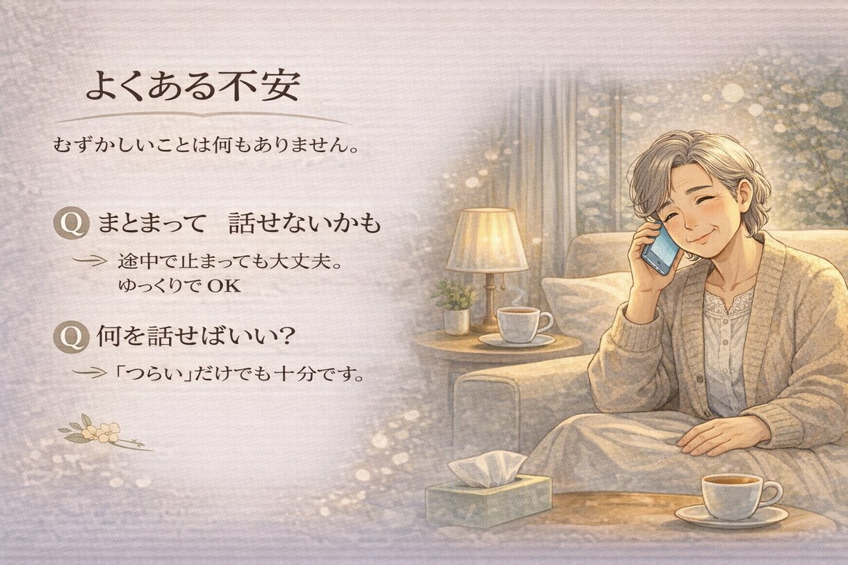 がんばりすぎるあなたの話を聴きます 言葉にできない気持ちまで整えます イメージ5