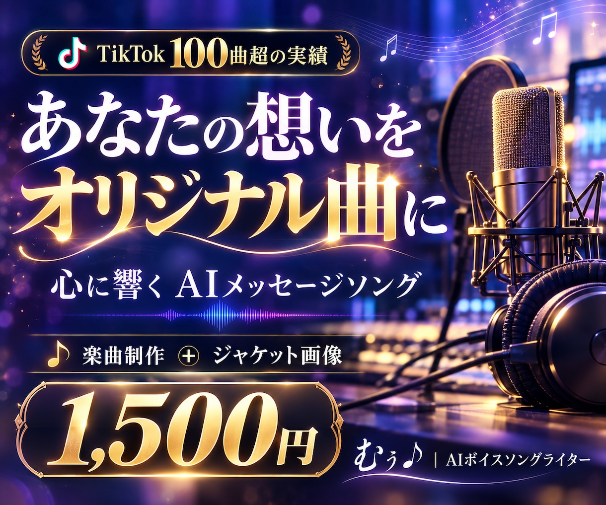 TikTok100曲超の実績！楽曲制作します あなたの想いを音楽と画像に。心に響くAIメッセージソング イメージ1