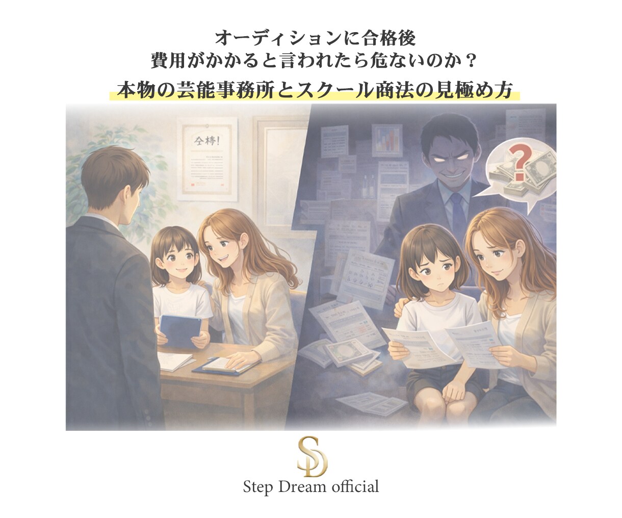 オーディション合格後の費用の見極め方教えます オーディション合格後に費用が必要と言われた時の判断軸を持とう イメージ1