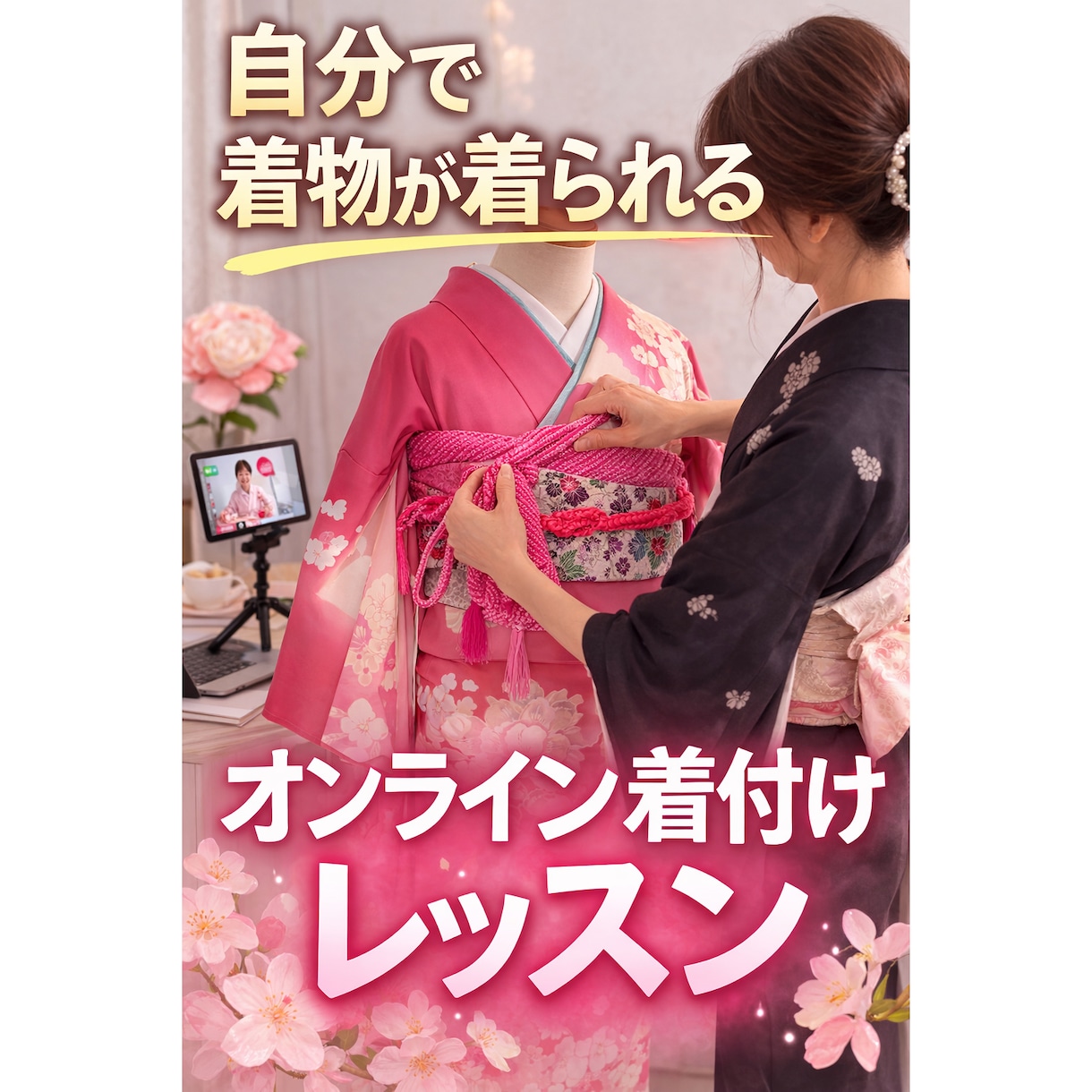 オンライン着付けレッスンします 自分で着物が着られるようになるオンライン着付けレッスン イメージ1