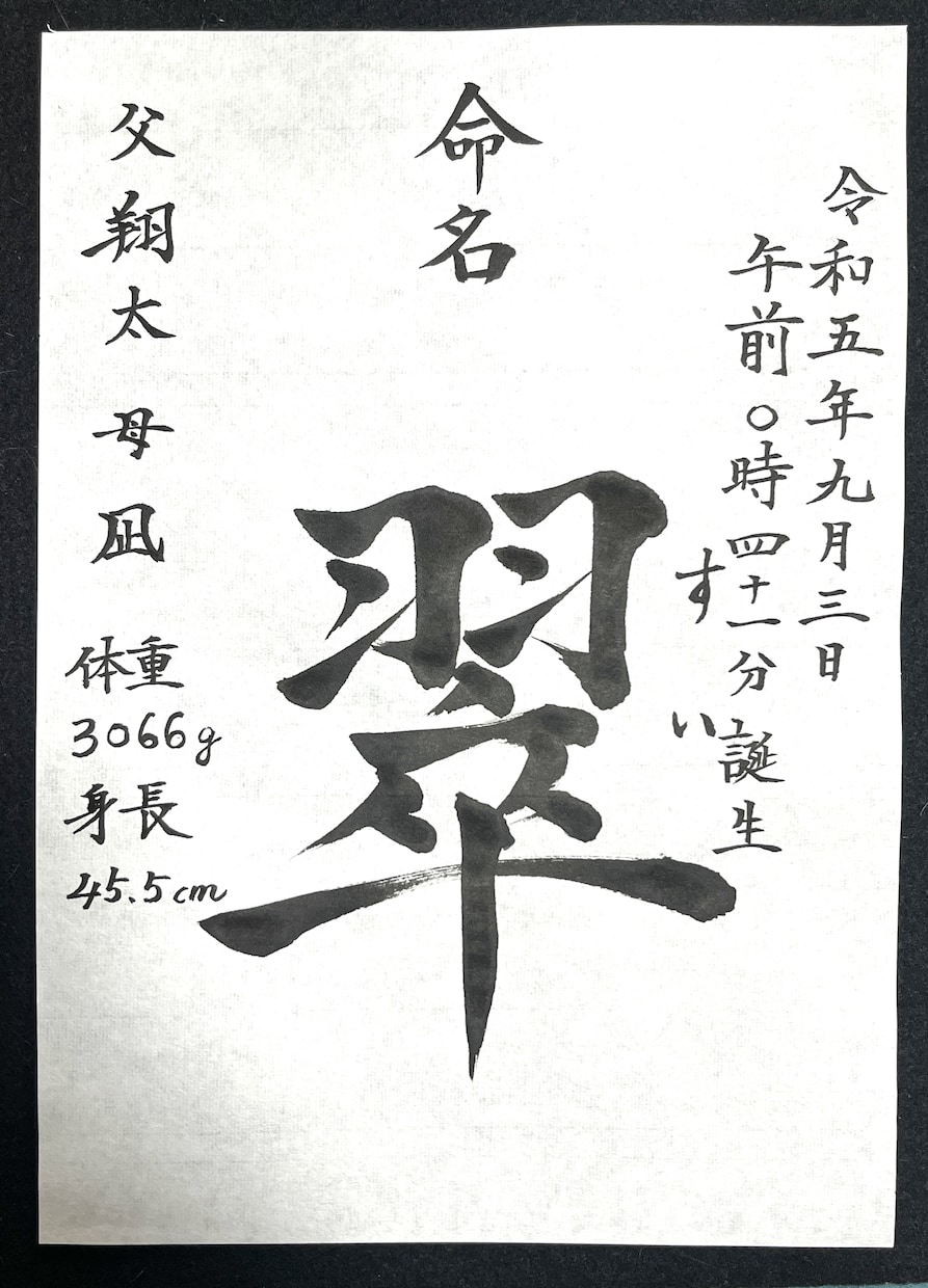 命名書★書道歴40年の書道家がシンプルに筆耕します 何通りかの命名書（お名前）を提案させていただきます! イメージ2