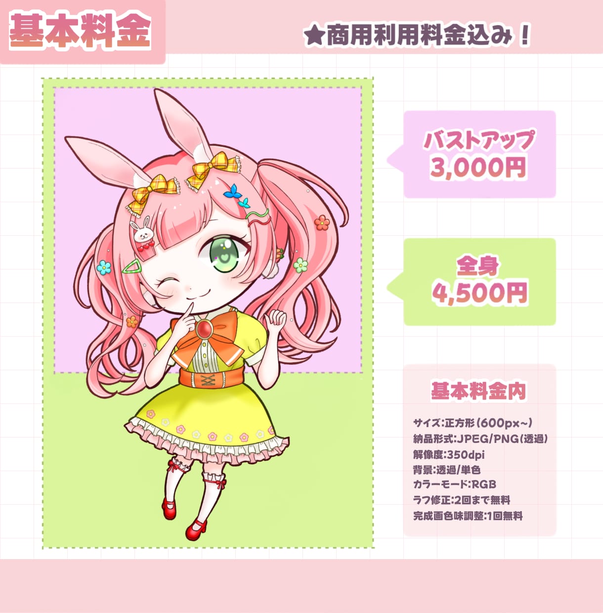 ふんわり可愛いSD・ミニキャライラスト描きます 商用利用料込！SNS・配信・動画・グッズなどにオススメ◎ イメージ4