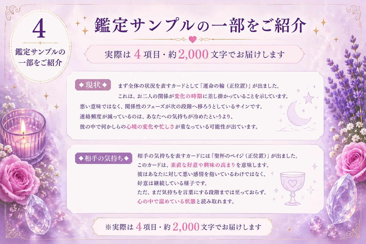 あの人の本音、占います 相手の気持ち×タロット占い｜24時間以内にお届け イメージ5