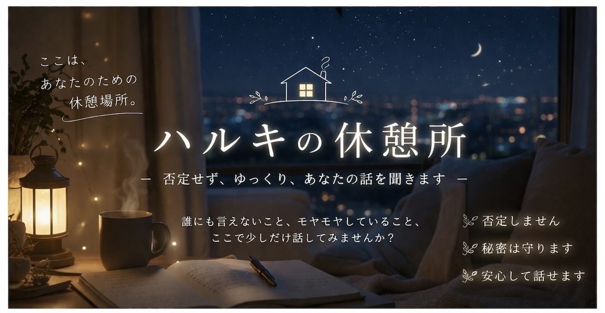 ハルキの休憩所 | 否定せずにゆっくり聞きます ちょっと疲れた時に来る場所です イメージ1