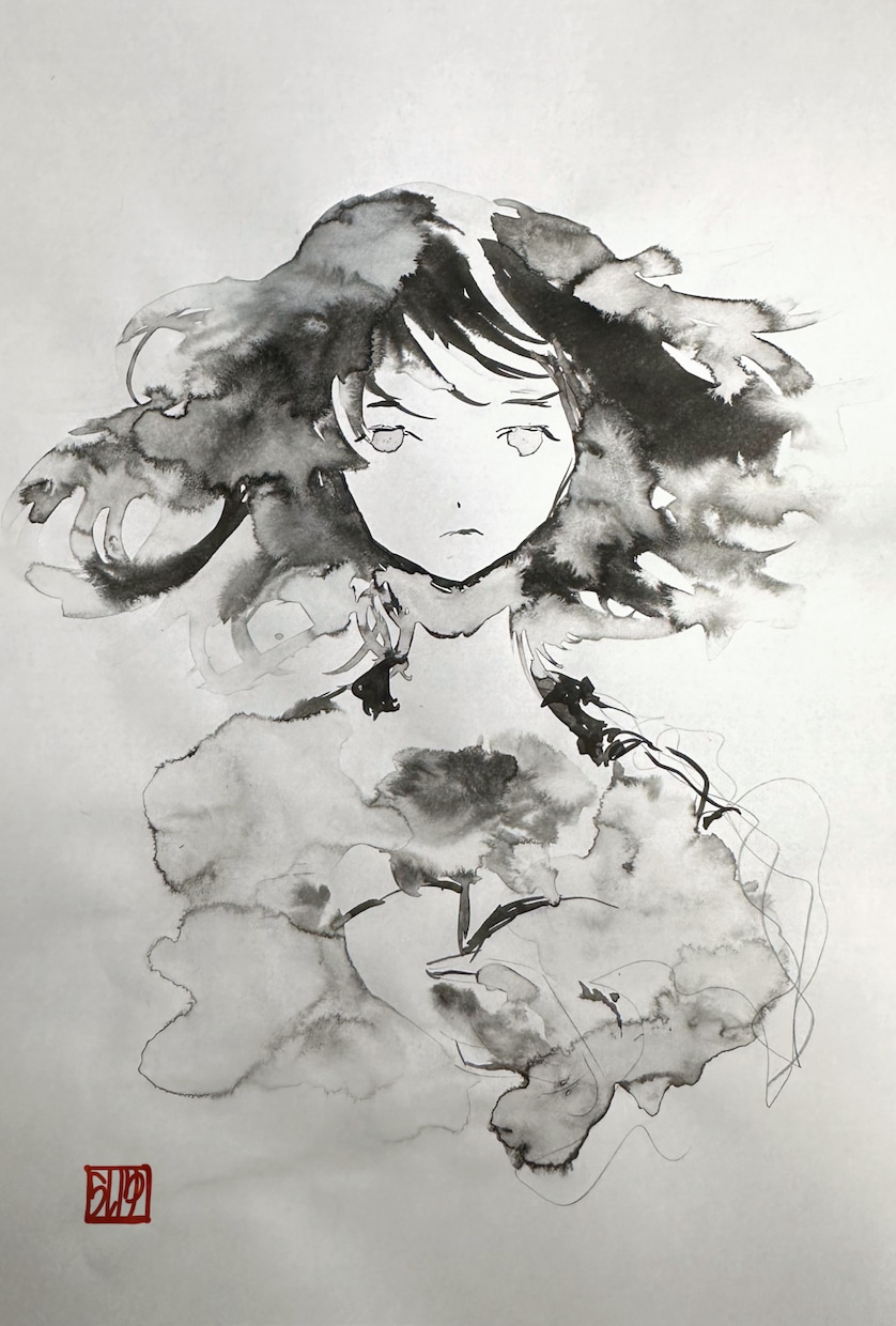 手描き水墨画風イラスト制作｜和の美を描きます 現役イラストレーターが水墨画のようなタッチで描きます！ イメージ4