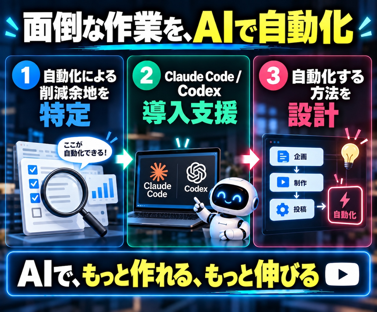 AIでYouTube動画制作を自動化します Claude Code/Codexで工数を減らす仕組みを構築 イメージ3