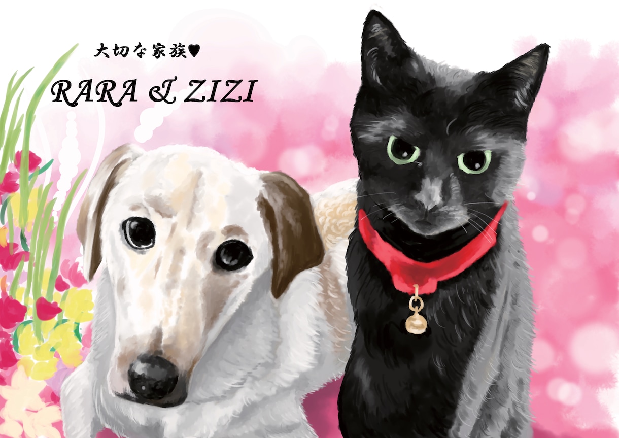 ペットの似顔絵、リアルに華やかに描きます 修正回数無制限★データ贈呈★文字入れ無料！ イメージ9