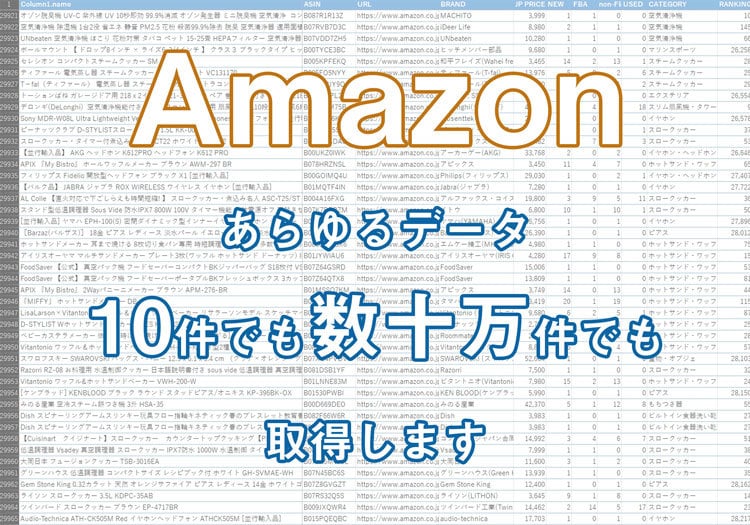 Amazon商品の情報を取得します ご依頼ごとに微調整した商品データを一括でお渡しします イメージ1