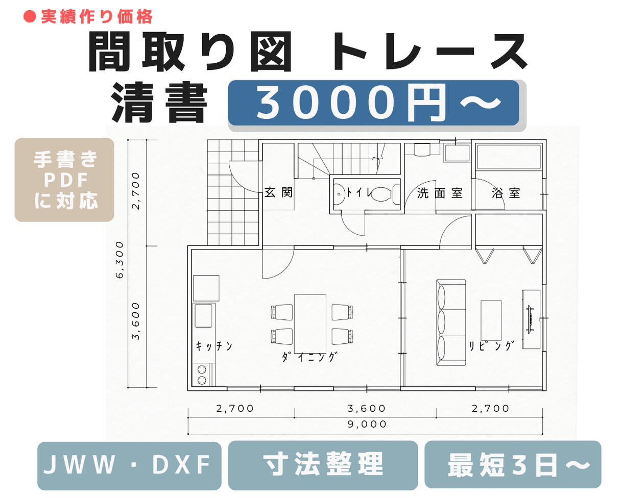 現役一級建築士が図面をトレースします 先着20名様限定価格｜CAD化｜修正2回無料 イメージ1