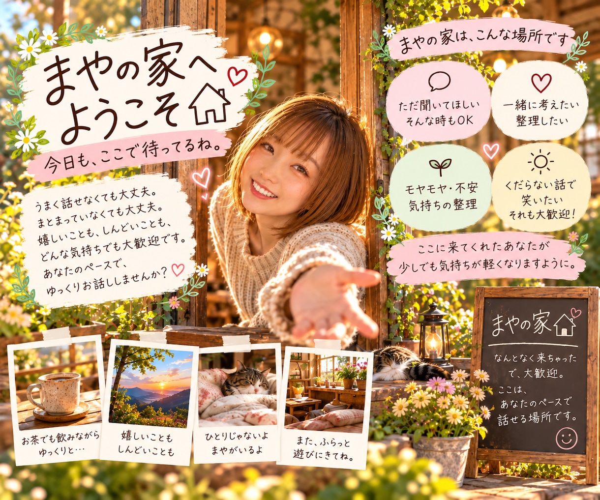 まやの家であなたのお話聞きます 悩みも雑談も大歓迎！気軽にふらっと遊びにきてね★ イメージ1