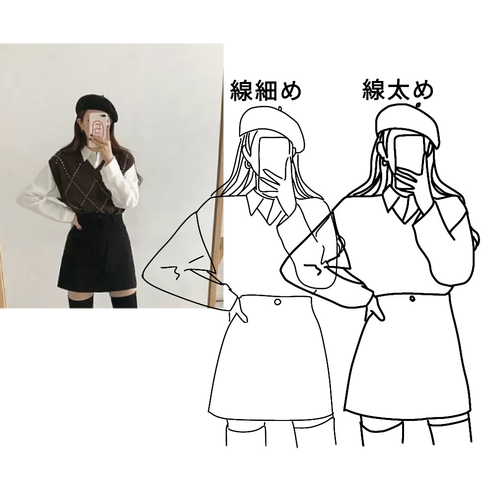 SNSで注目！お写真からシンプルな線画かきます 最短即日納品！線画イラスト2枚納品！ イメージ3